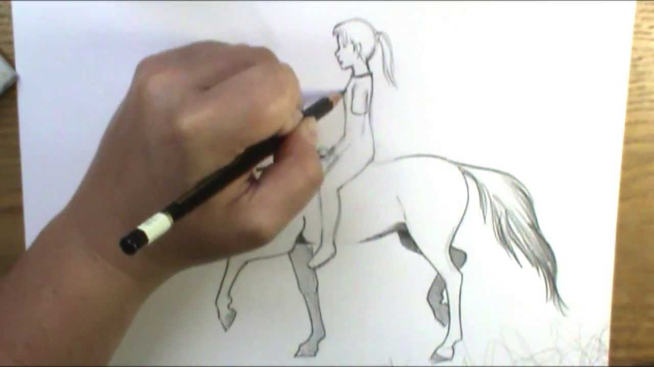 1280x720 How To Draw A Horse And Rider Bareback - Horse And Rider Drawing