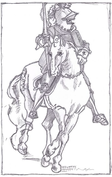 456x720 German Horse And Rider - Horse And Rider Drawing