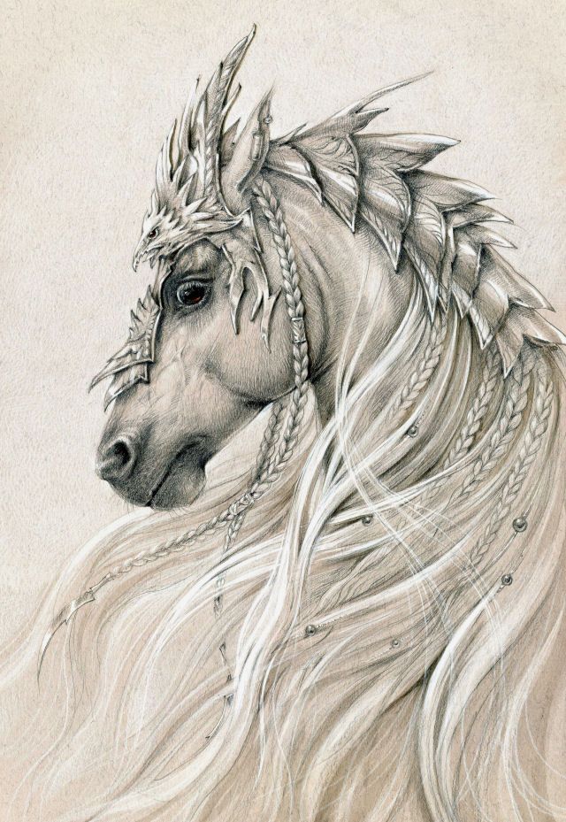 640x929 elven horse - Horse Art Drawings