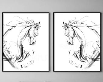 340x270 Horse Drawing Etsy - Horse Art Drawings