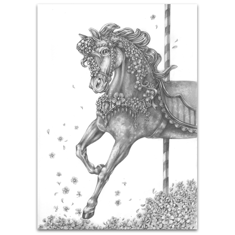 800x800 Carnival Horse' Original Drawing Eeva Nikunen - Horse Bridle Drawing