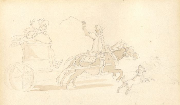 700x410 Attributed To Isaac Cruikshank - Horse Carriage Drawing