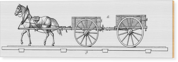 615x214 Horse Cart Wood Print - Horse Cart Drawing