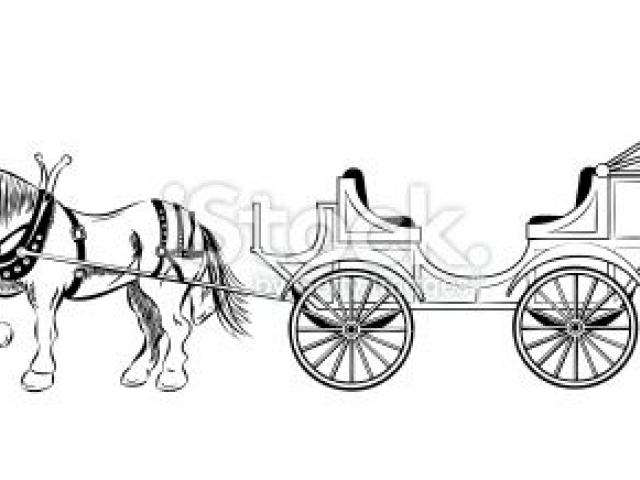 640x480 Horse Drawn Carriage Clipart Horse Cart - Horse Cart Drawing