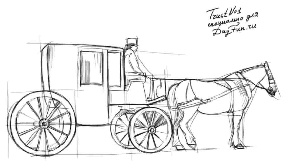 972x550 Horse Cart Drawing Easy - Horse Cart Drawing
