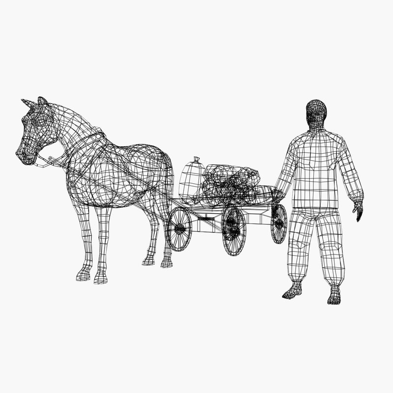 800x800 peasant horse cart bags model - Horse Cart Drawing
