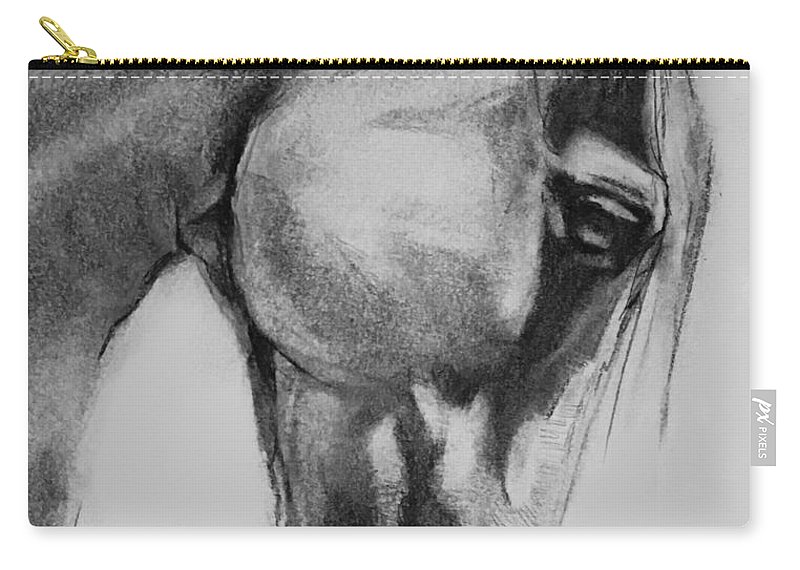 800x570 Cheval Horse Classic Graphite Charcoal Drawing Carry All Pouch - Horse Charcoal Drawing