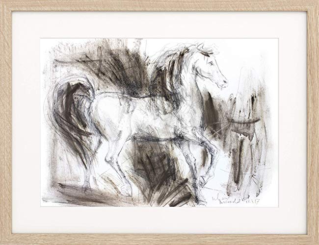 650x500 Horse Charcoal Drawing, Original Sketch, Housewarming - Horse Charcoal Drawing