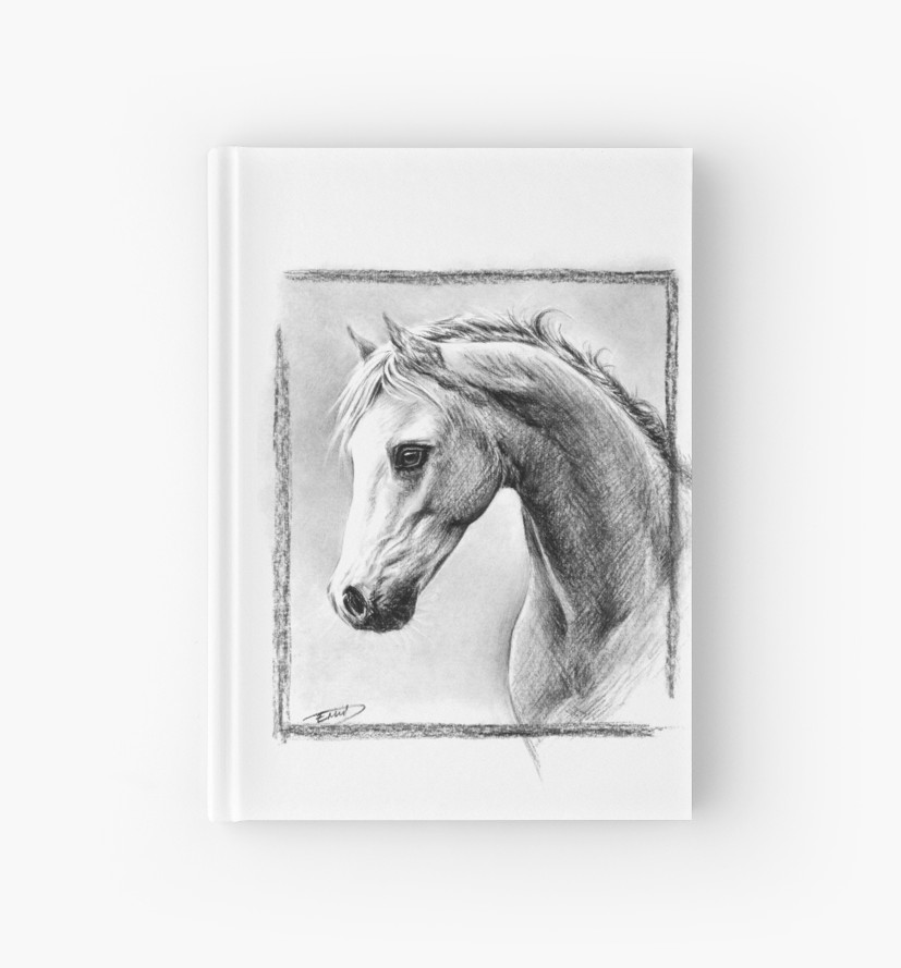 827x889 Horse Portrait Charcoal Drawing Hardcover Journals - Horse Charcoal Drawing