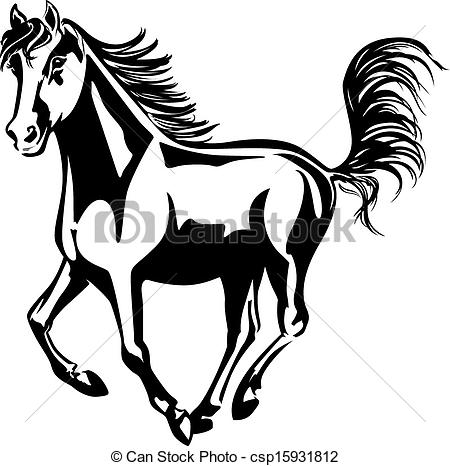 450x466 horse runs the horse is running black and white drawing silhouette - Horse Drawing Black And White