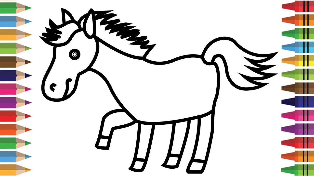 1280x720 How To Draw Horse Coloring Book For Children, Learn Colors - Horse Drawing Book