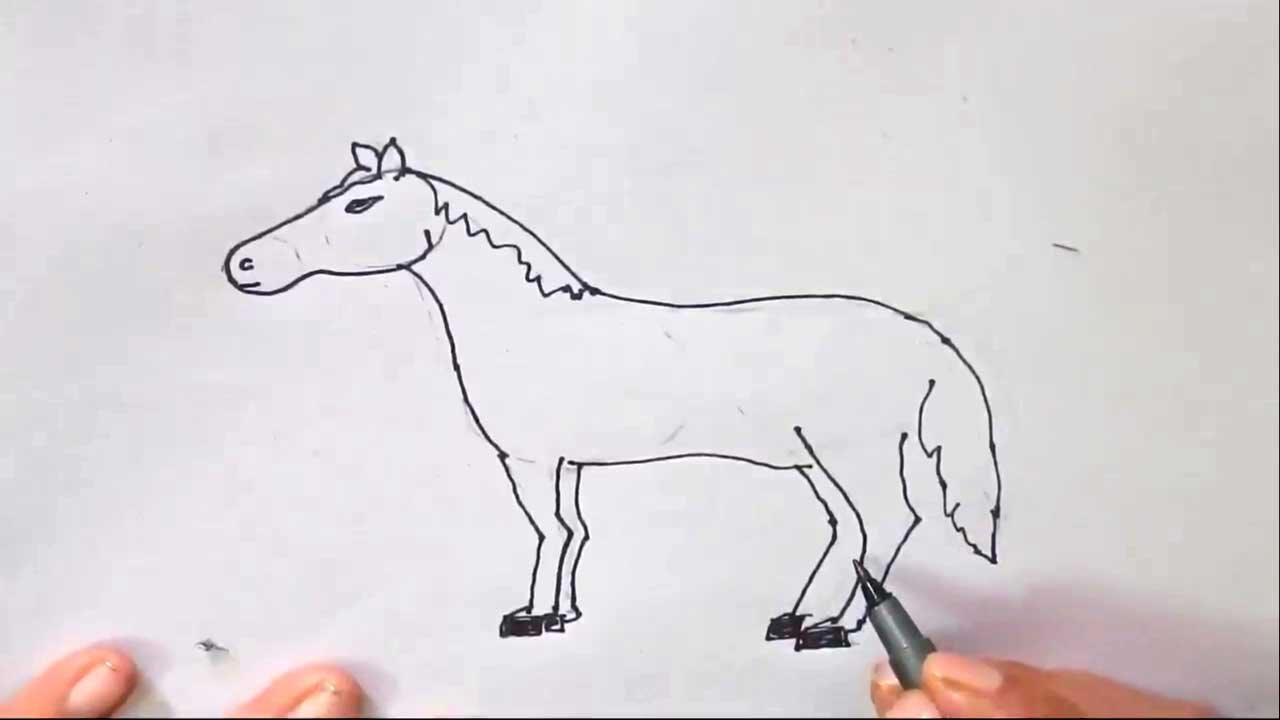 1280x720 How To Draw A Horse In Easy Steps For Children, Kids, Beginners - Horse Drawing Easy Step By Step