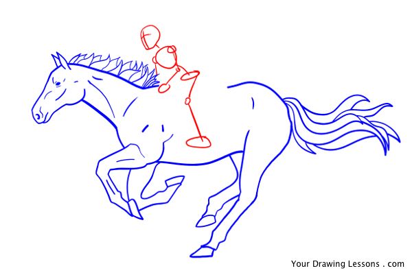 600x401 How To Draw A Girl Riding A Horse Your Drawing Lessons - Horse Drawing Easy Step By Step