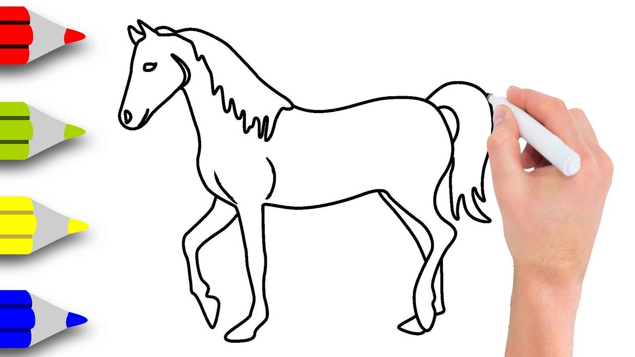 1280x720 How To Draw Horse Step - Horse Drawing For Kids
