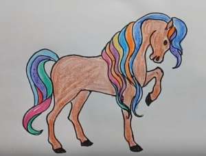 300x228 How To Draw A Horse And Coloring For Kids - Horse Drawing For Kids