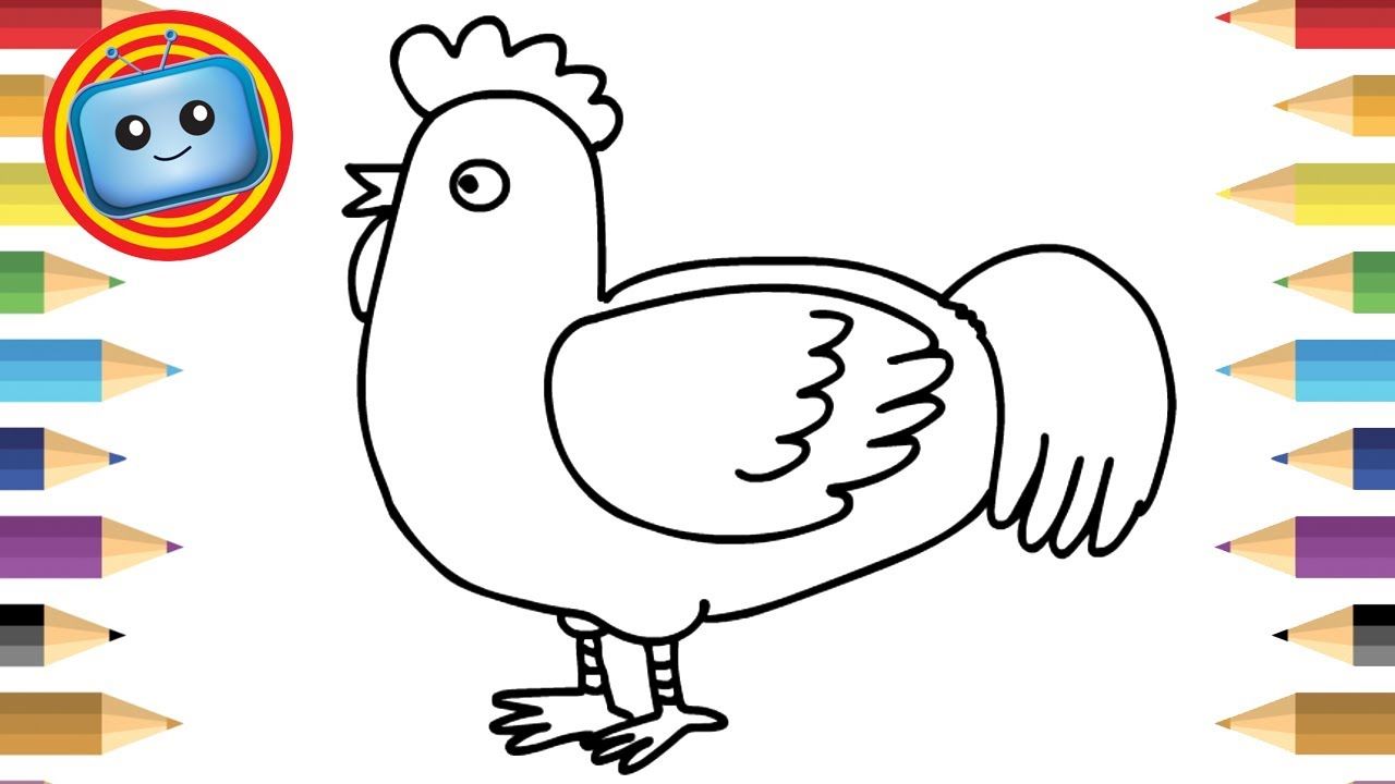 1280x720 How To Draw A Chicken Colouring Book Simple Drawing Game - Horse Drawing Game