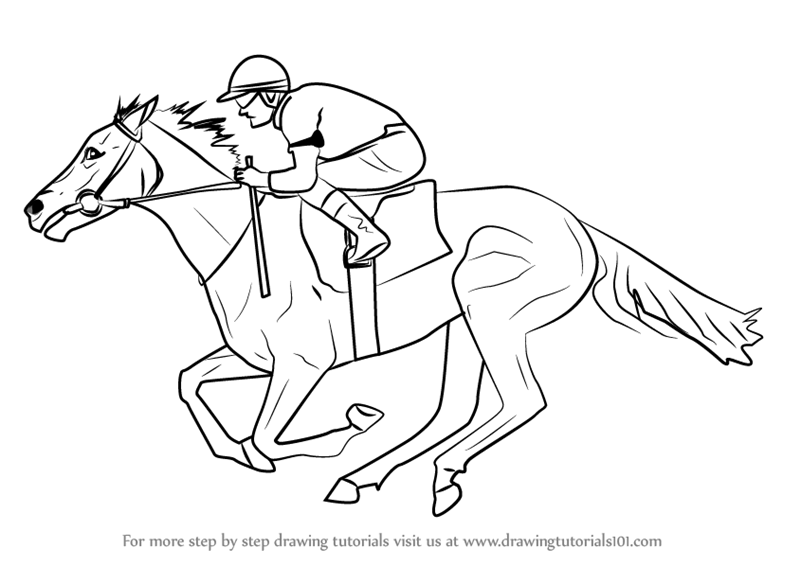 800x566 learn how to draw a racehorse with jockey - Horse Drawing Images