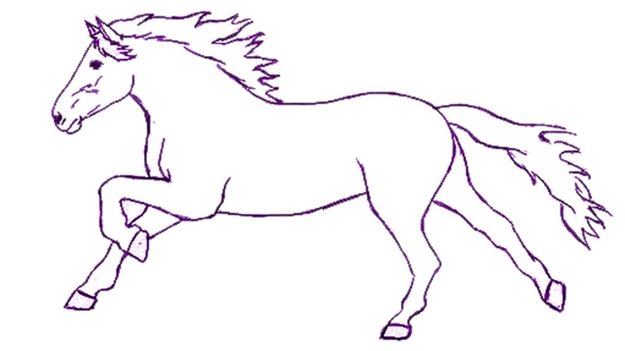1280x720 How To Draw A Horse Step - Horse Drawing Step By Step