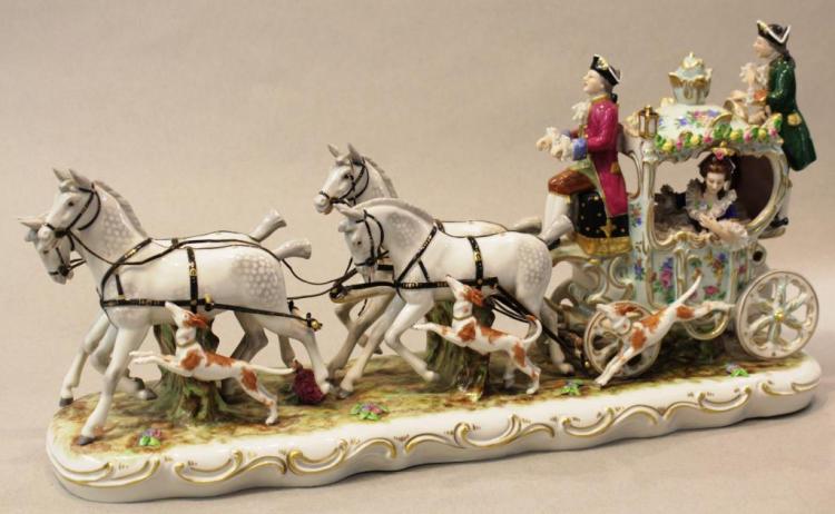 750x462 large dresden porcelain horse drawn carriage - Horse Drawn Carriage Drawing