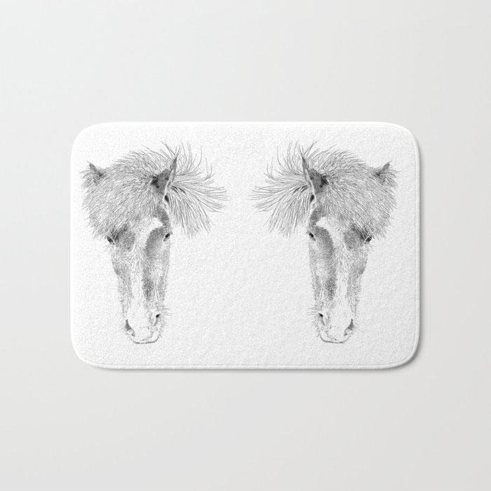 700x700 Horse Face Drawing Bath Mat - Horse Face Drawing