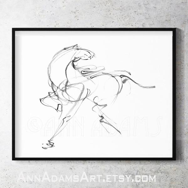600x600 Abstract Horse Drawing Ann Adams Art - Horse Figure Drawing