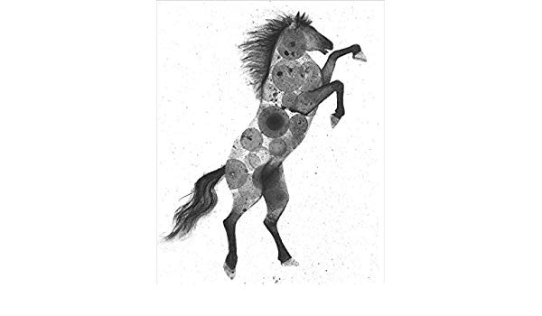 600x350 Wild Horse Print Of Original Ink Bubble Painting - Horse Figure Drawing