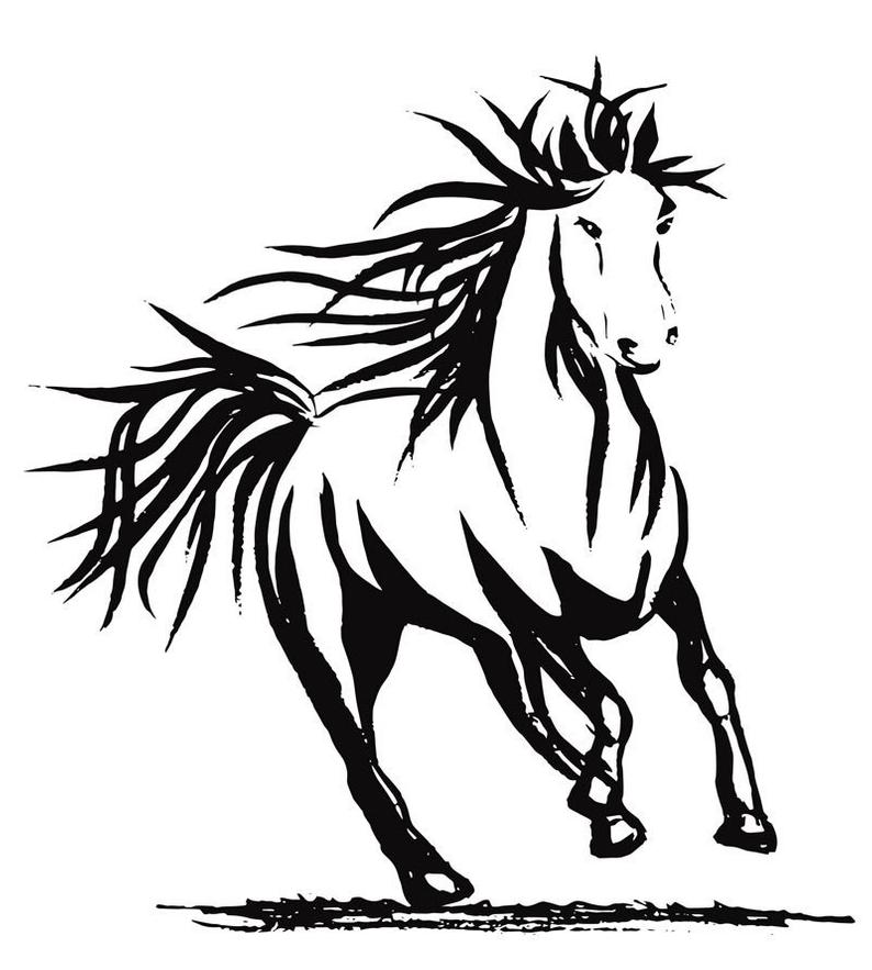 794x883 Black And White Galloping Horse Pen And Ink Animal Kids Etsy - Horse Galloping Drawing