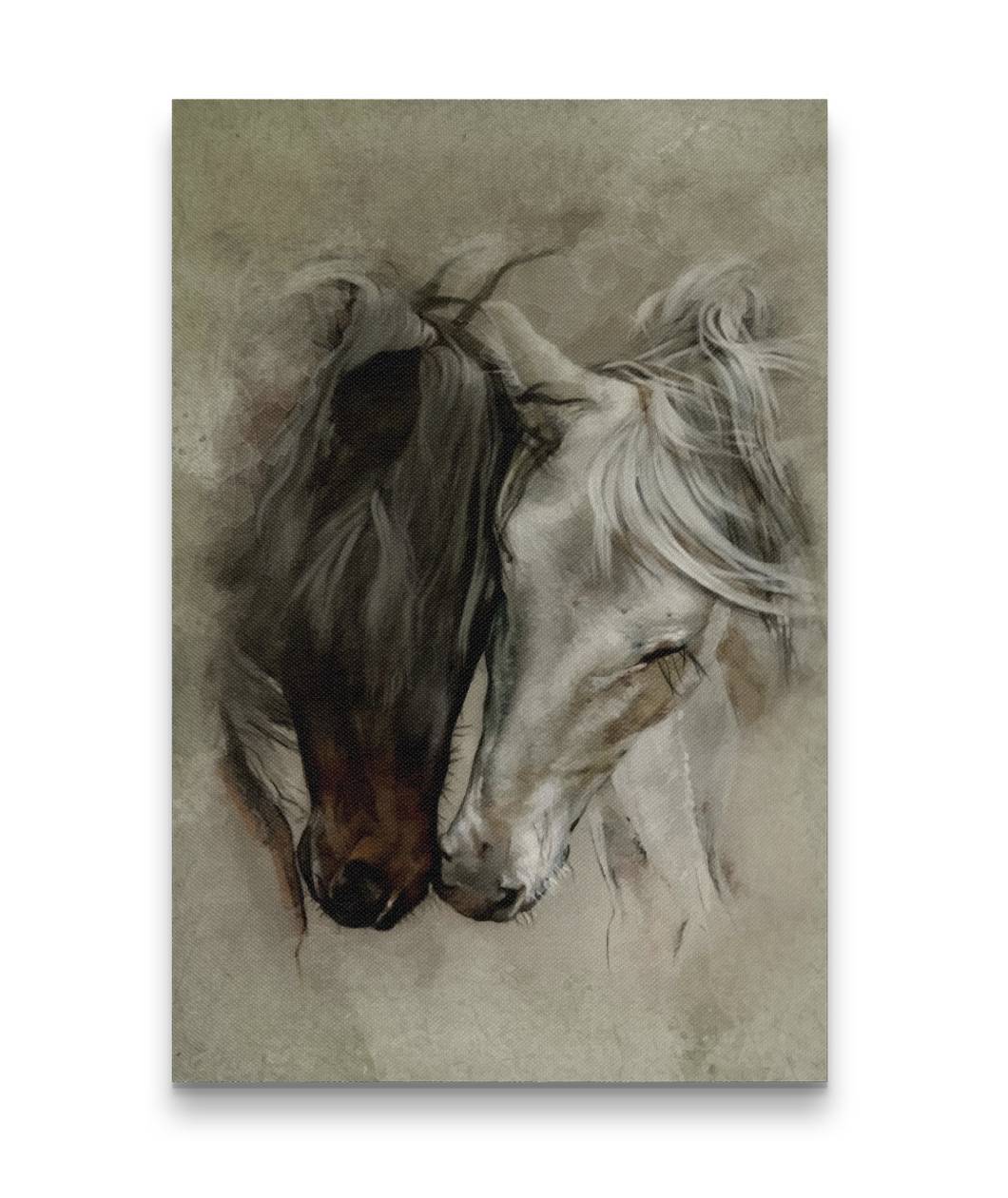 1060x1260 horse head drawing love together horse canvas prints - Horse Head Drawing