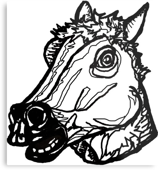 513x550 Horse Mask Drawing Metal Print - Horse Head Drawing Pictures