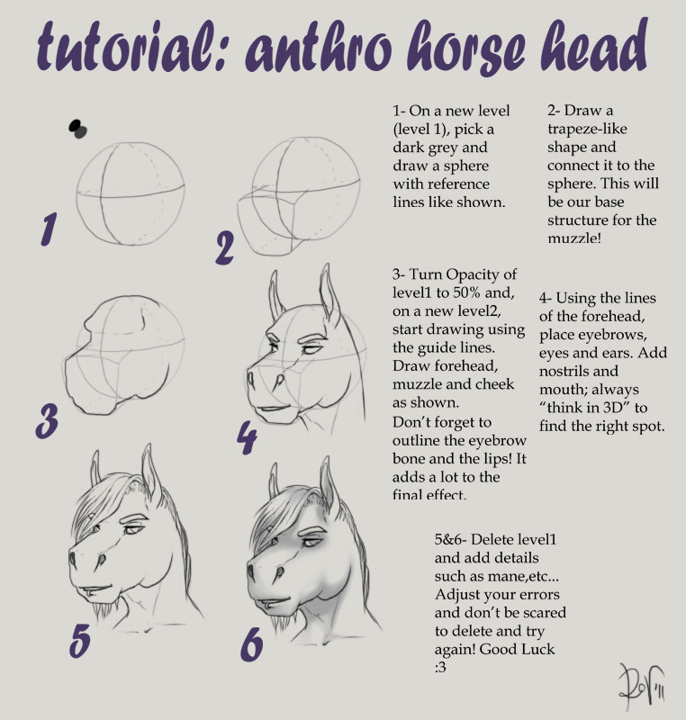 762x800 tutorial anthro horse head - Horse Head Drawing Tutorial