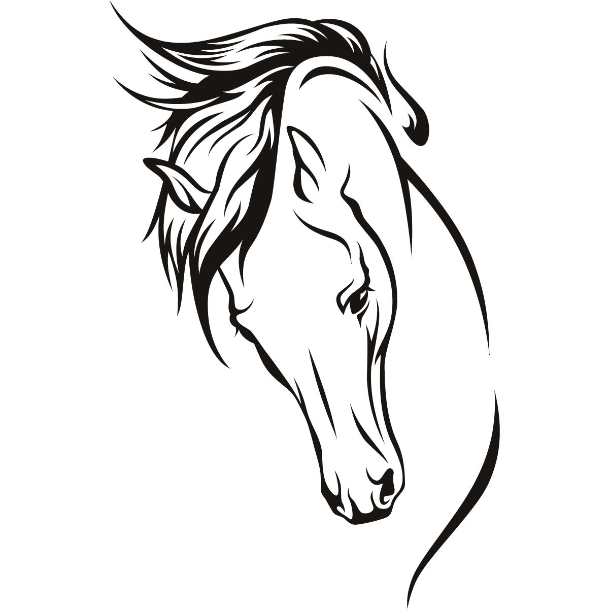 1200x1200 Draft Horse - Horse Head Line Drawing