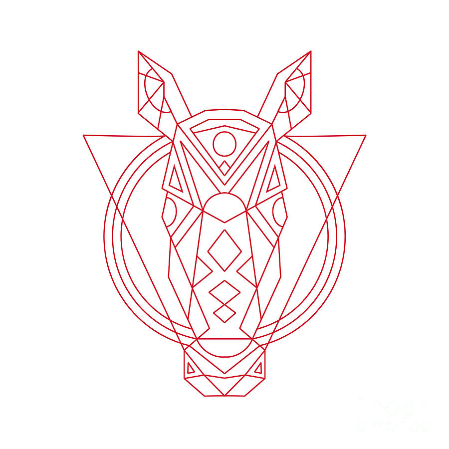 900x900 Geometric Horse Head Line Drawing Digital Art - Horse Head Line Drawing
