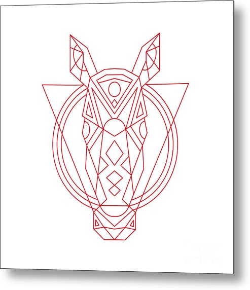 493x572 Geometric Horse Head Line Drawing Metal Print - Horse Head Line Drawing