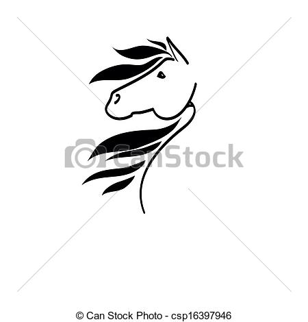 450x470 Line Drawing Of A Horse's Head On A White Background - Horse Head Line Drawing