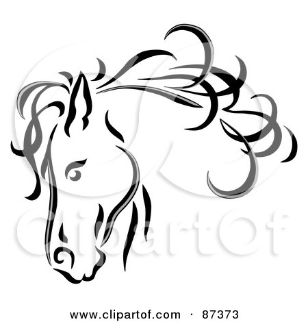 450x470 Royalty Free - Horse Head Line Drawing