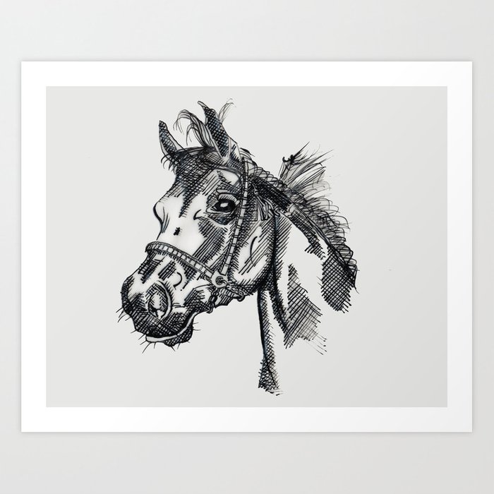 700x700 Horse Ink Drawing Art Print - Horse Ink Drawing