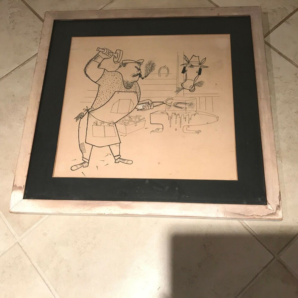 1000x1000 laurence brinkman blacksmith with shoe for horse ink drawing art - Horse Ink Drawing