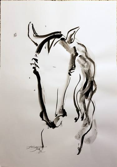 375x538 Ink Horse Drawing - Horse Ink Drawing