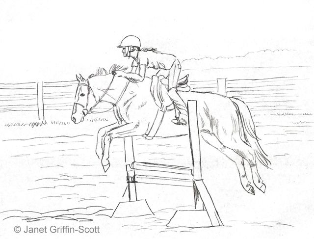 640x487 Pencils Ready Draw A Jumping Show Horse In Sketch Horse - Horse Jumping Drawing