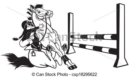 450x270 cartoon kid with horse girl training jumping horse,equestrian - Horse Jumping Drawing