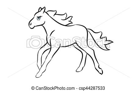 450x298 Cute Horse Line Drawing Cute Horse Cartoon Line Drawing - Horse Line Drawing