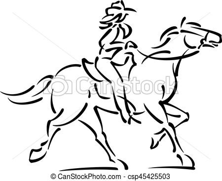 450x367 Western Woman Riding Horse Vector Line Drawing Of Woman - Horse Line Drawing