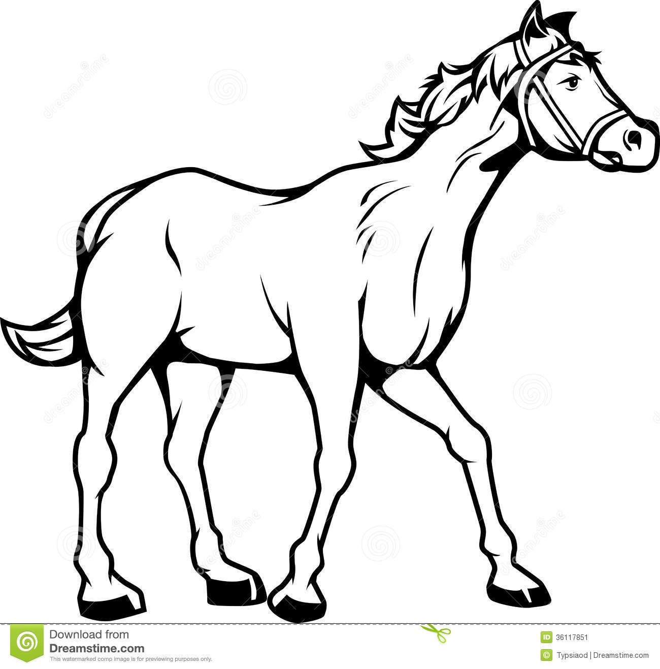 1300x1317 Black And White Horse Clipart - Horse Line Drawing Clip Art