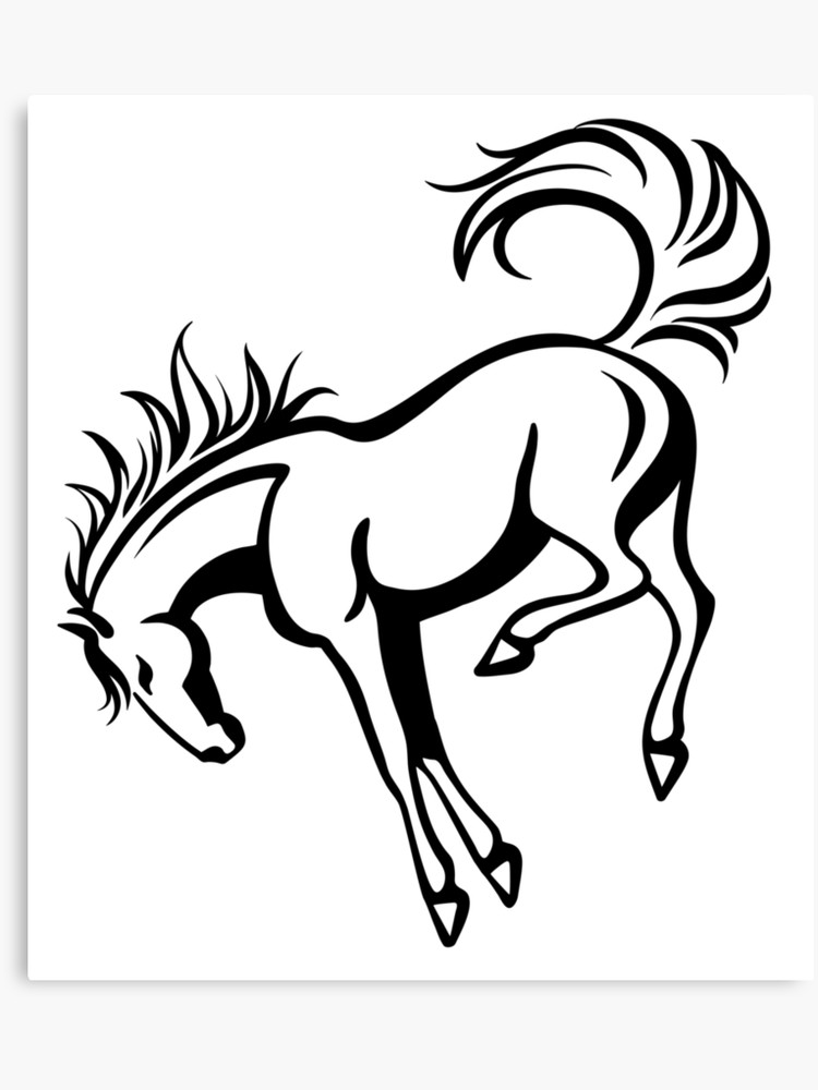 750x1000 outline drawing of a kicking horse canvas print - Horse Outline Drawing