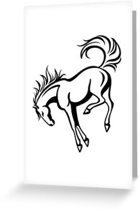 277x415 outline drawing of a kicking horse greeting cards - Horse Outline Drawing