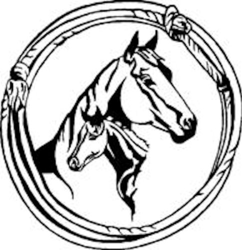485x500 mare and foal rope outline decal - Horse Outline Drawing
