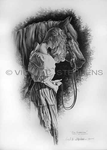 358x500 Pencil Drawing, Western Art, Fine Art, Print, Romantic Art, Horse - Horse Pencil Drawing