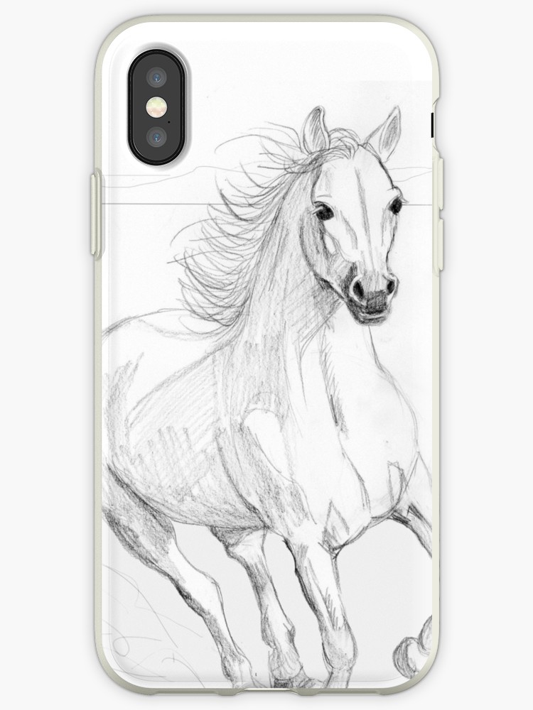 750x1000 Running Arabian Horse Pencil Drawing Iphone Cases Covers - Horse Pencil Drawing