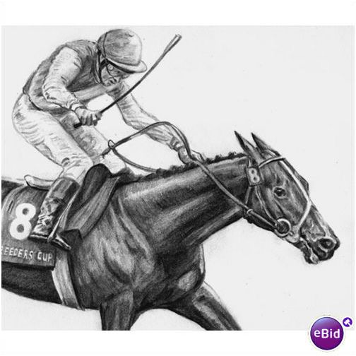 504x504 artist pencil drawing horse racing dancing brave on ebid - Horse Pencil Drawing