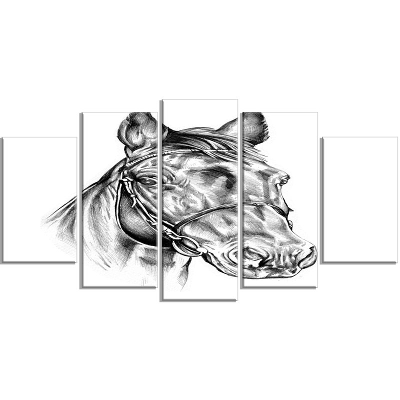 800x800 designart 'freehand horse head pencil drawing' piece wall art - Horse Pencil Drawing